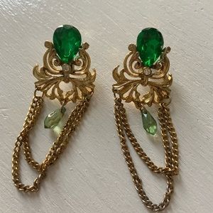 Vintage Gold & Emerald Earrings.